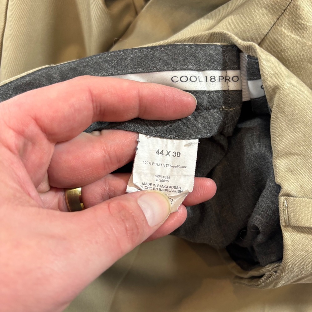 Lot of 2 Haggar Cool 18 Pro Mens Pants 44x30 Black Pleated Khaki Flat Front - Picture 4 of 11